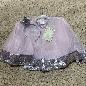 Disney Princess pink dress up cape with sequins with crown headband, new w/tag!